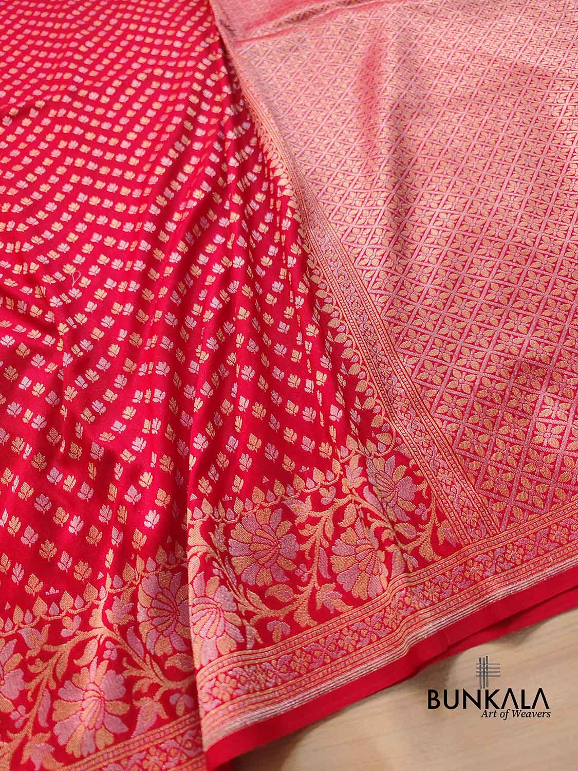 Red Buti Banarasi Silk Saree