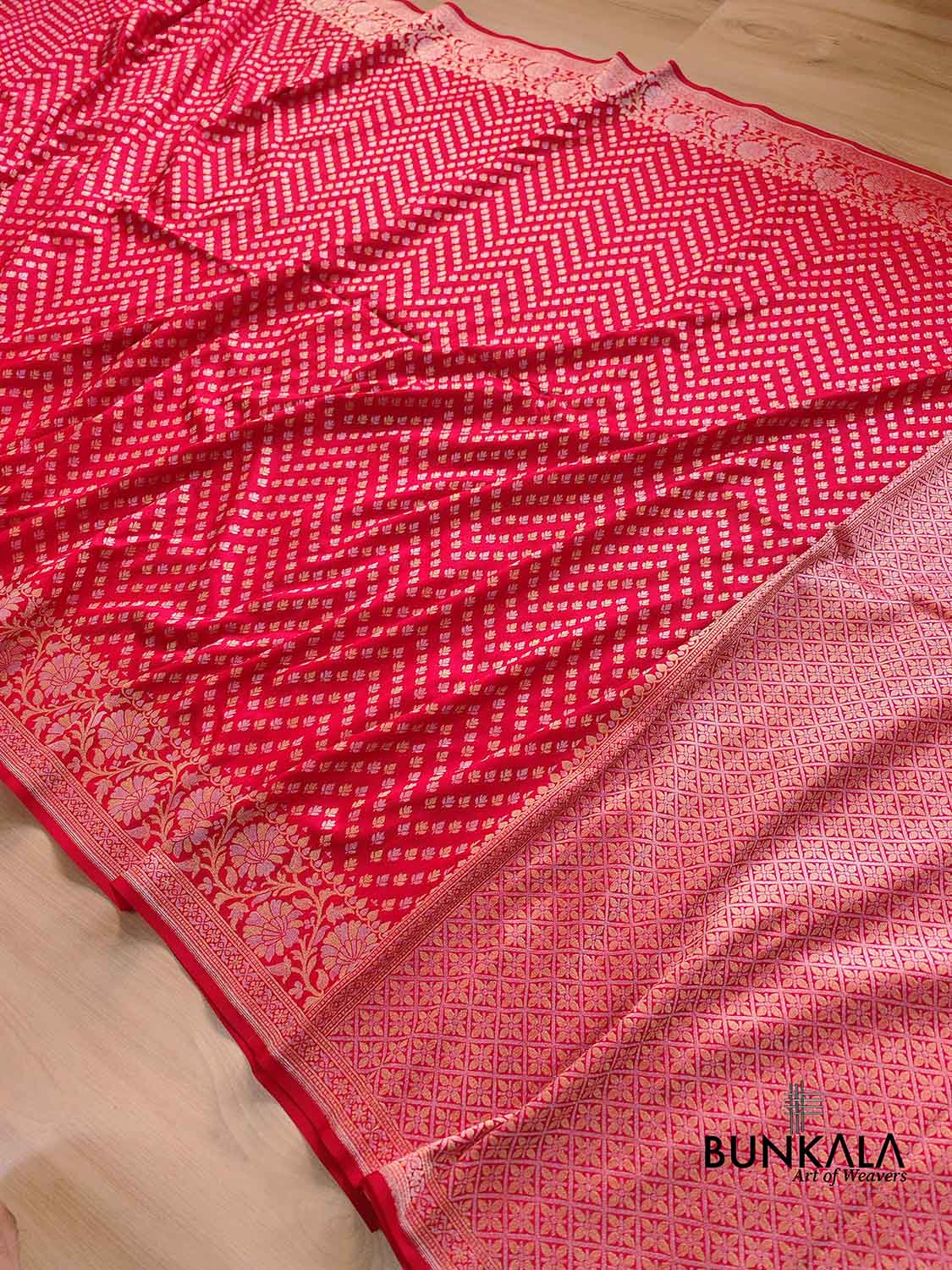 Red Buti Banarasi Silk Saree