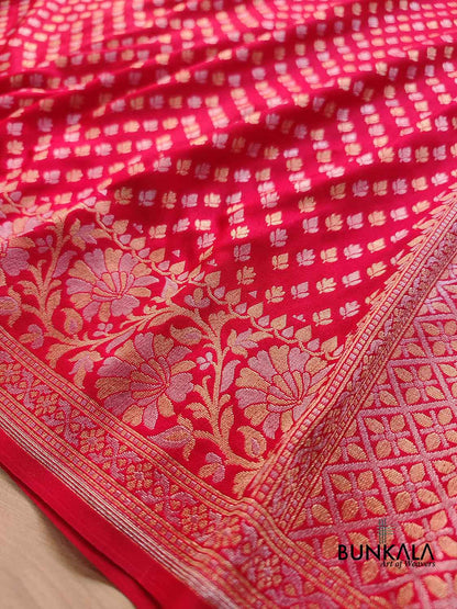 Red Buti Banarasi Silk Saree