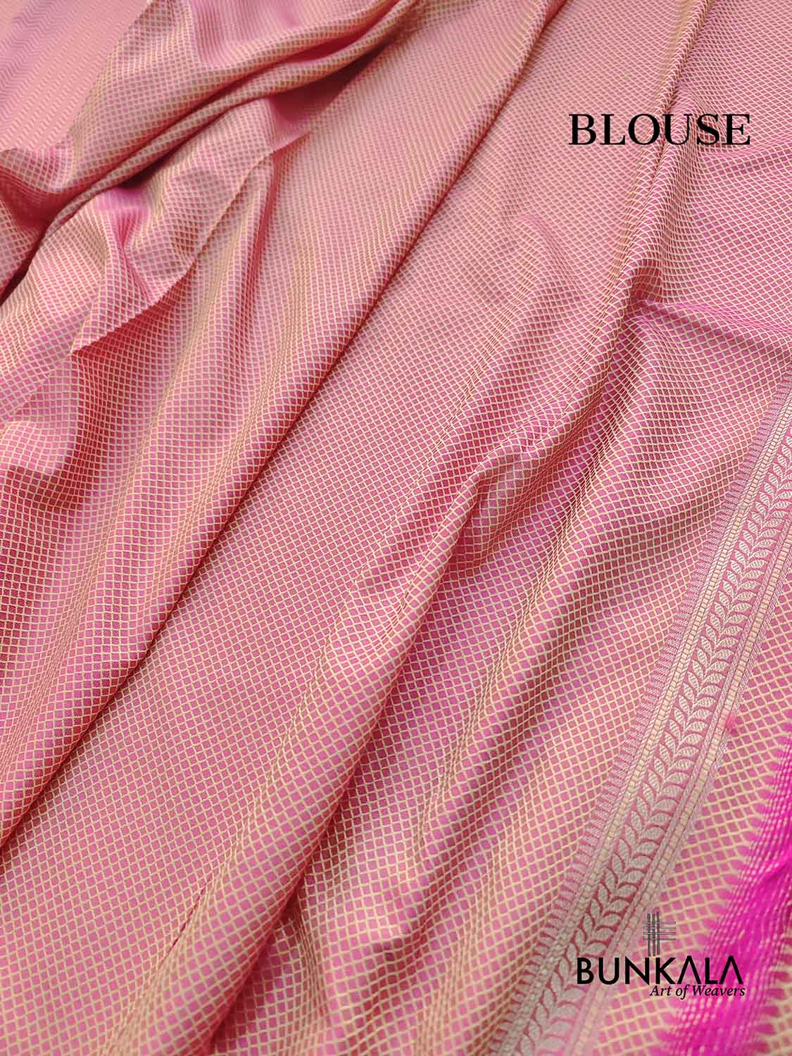 Gajri Pink Zig Zag Design Jamewar Weaved Banarasi Soft Mashru Silk Saree