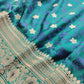 Peacock Blue Floral Jaal Jamewar Weaved Banarasi Soft Mashru Silk Saree