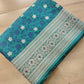 Peacock Blue Floral Jaal Jamewar Weaved Banarasi Soft Mashru Silk Saree