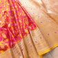 Dual Tone Orange Floral Jaal Jamewar Weaved Banarasi Soft Mashru Silk Saree