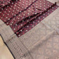 Black Floral Jaal Jamewar Weaved Banarasi Soft Mashru Silk Saree
