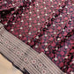 Black Floral Jaal Jamewar Weaved Banarasi Soft Mashru Silk Saree