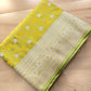 Green Double Shaded Floral Jaal Jamewar Weaved Banarasi Soft Mashru Silk Saree