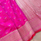 Hot Pink Floral Jaal Jamewar Weaved Banarasi Soft Mashru Silk Saree