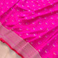 Hot Pink Floral Jaal Jamewar Weaved Banarasi Soft Mashru Silk Saree