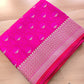 Hot Pink Floral Jaal Jamewar Weaved Banarasi Soft Mashru Silk Saree
