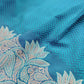 Blue Zig Zag Design Jamewar Weaved Banarasi Soft Mashru Silk Saree