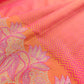 Orange Pink Double Shaded Zig Zag Design Jamewar Weaved Banarasi Soft Mashru Silk Saree