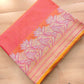 Orange Pink Double Shaded Zig Zag Design Jamewar Weaved Banarasi Soft Mashru Silk Saree