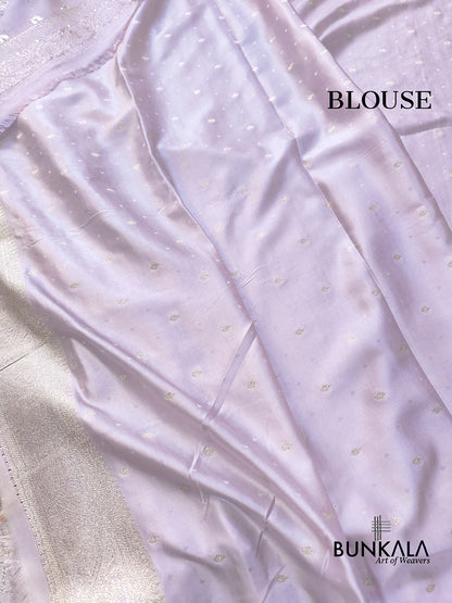Lavender Meena Buta Weaved Banarasi Mashru Silk Saree