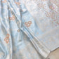 Ice Blue Meena Floral Jaal Weaved Banarasi Mashru Silk Saree