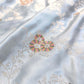 Ice Blue Meena Floral Jaal Weaved Banarasi Mashru Silk Saree