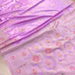 Lilac Meena Jamewar Weaved Banarasi Mashru Silk Saree