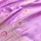 Lilac Meena Jamewar Weaved Banarasi Mashru Silk Saree