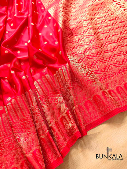 Red Buti Big Border Banarasi Mashru Silk Saree