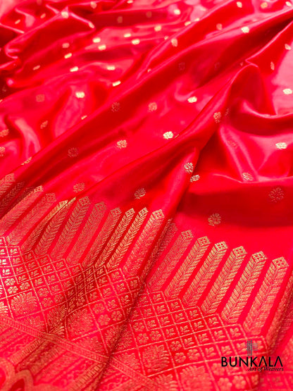 Red Buti Big Border Banarasi Mashru Silk Saree