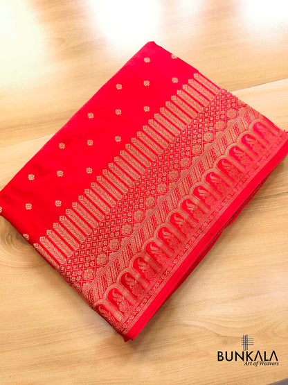 Red Buti Big Border Banarasi Mashru Silk Saree
