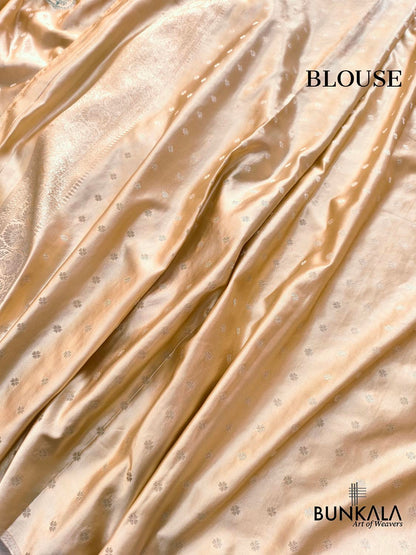 Off White Meenakari Motif Banarasi Mashru Silk Saree