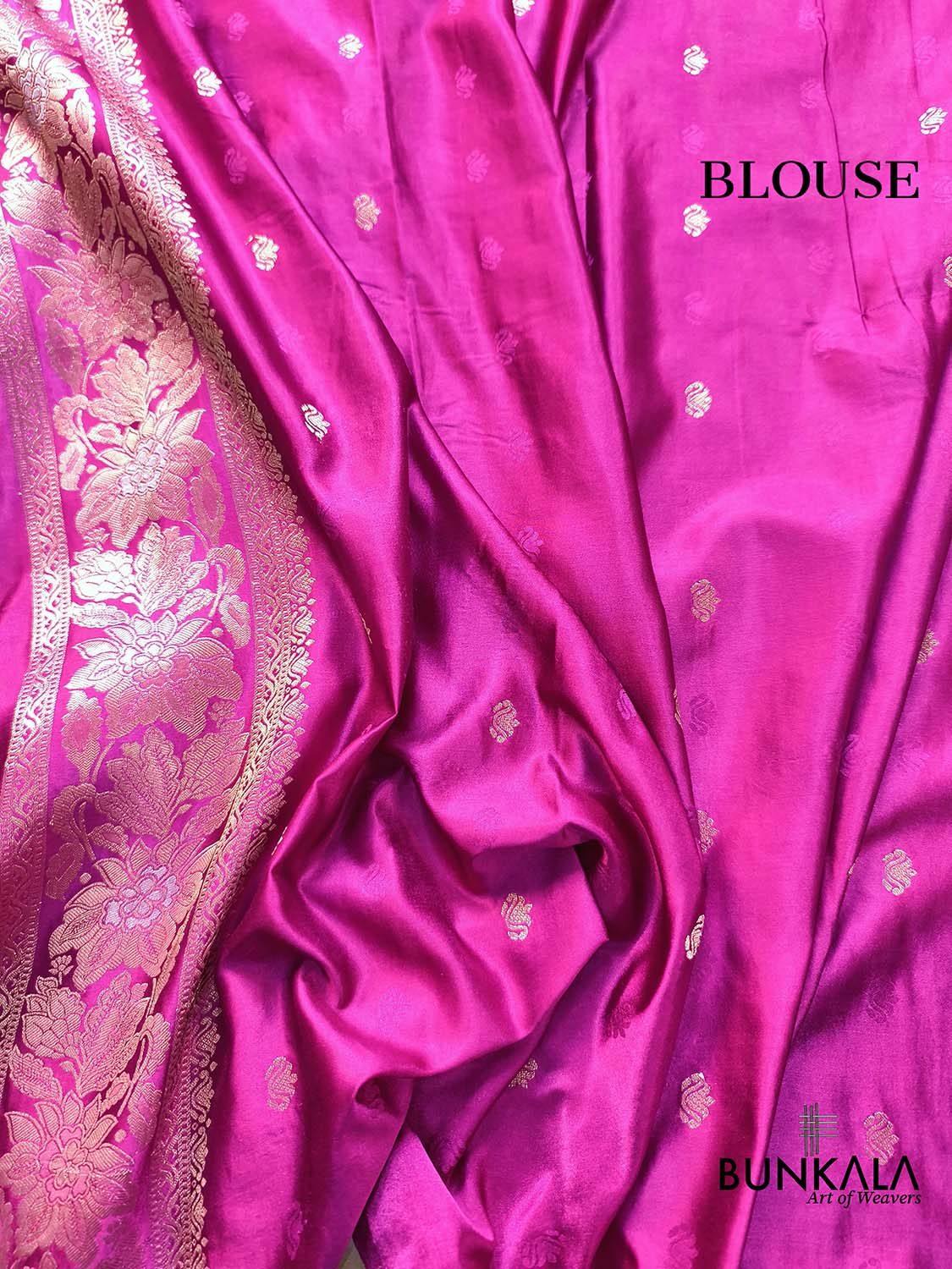 Magenta Pink Floral Jaal Sona Rupa Banarasi Mashru Silk Saree