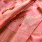 Salmon Pink Stripe Pattern Banarasi Mashru Silk Saree