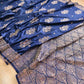 Navy Blue Rose Buta Banarasi Mashru Silk Saree