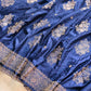 Navy Blue Rose Buta Banarasi Mashru Silk Saree