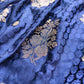 Navy Blue Rose Buta Banarasi Mashru Silk Saree