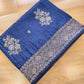 Navy Blue Rose Buta Banarasi Mashru Silk Saree