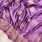 Deep Mauve Purple Flower Buta Banarasi Mashru Silk Saree