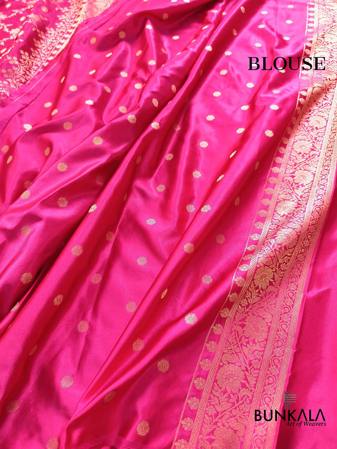 Hot Pink Small Flower Jaal Banarasi Mashru Silk Saree