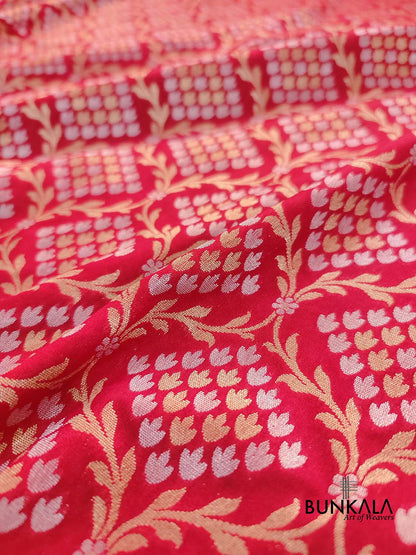 Red Jangla Banarasi Silk Saree