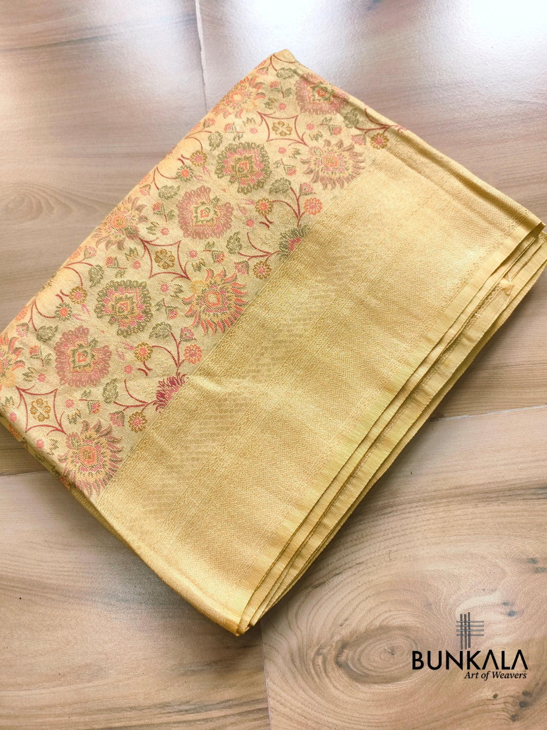 Yellow Minakari Floral Jaal Banarasi Resham Silk Saree