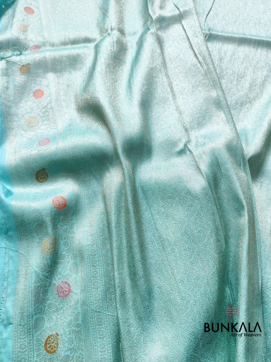 Ice Blue Minakari Modern jaal Banarasi Resham Silk Saree