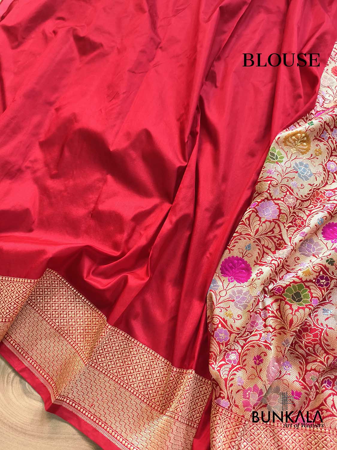 Bridal Red Kimkhab Multi Kadwa Handweaved Banarasi Pure Katan Silk Saree 