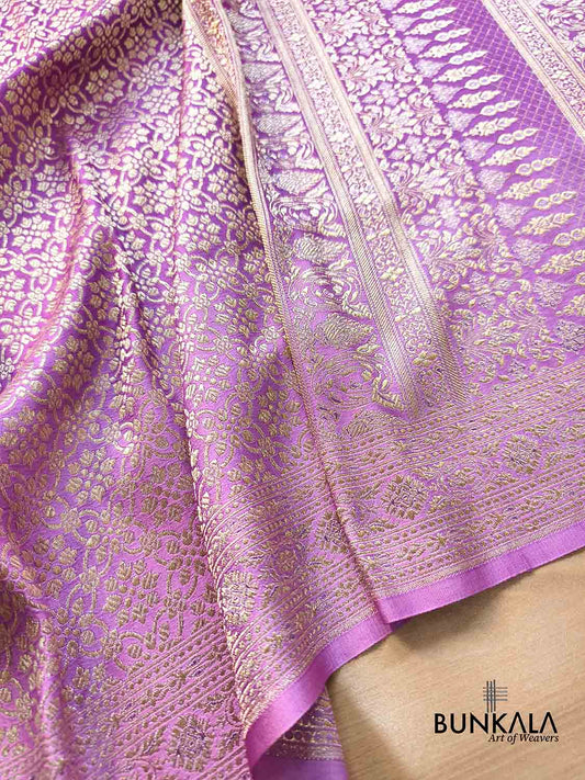 Ombre Shaded Purple Brocade Weaved Banarasi Mashru Silk Saree