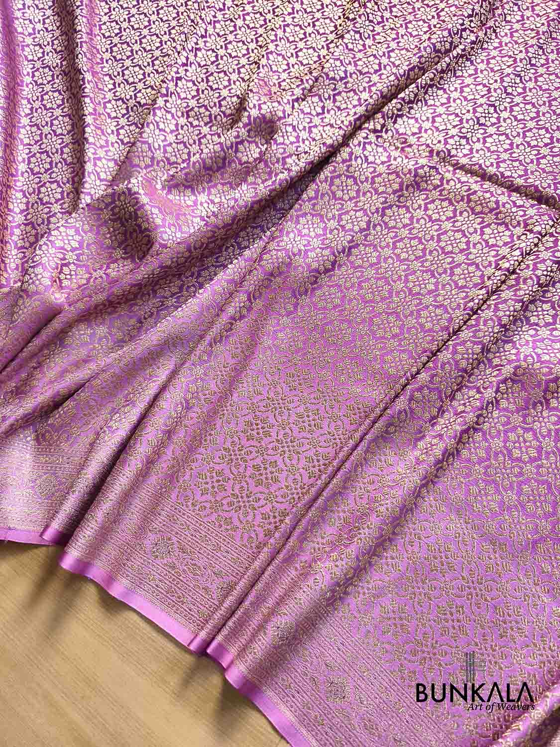 Ombre Shaded Purple Brocade Weaved Banarasi Mashru Silk Saree