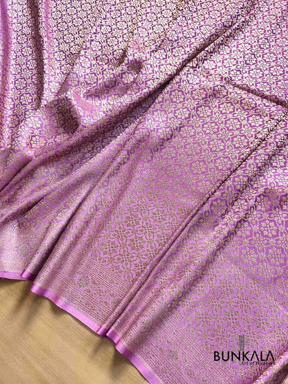 Ombre Shaded Purple Brocade Weaved Banarasi Mashru Silk Saree