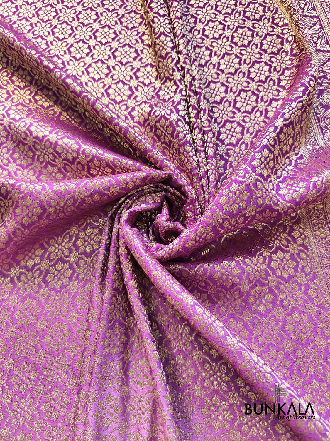Ombre Shaded Purple Brocade Weaved Banarasi Mashru Silk Saree