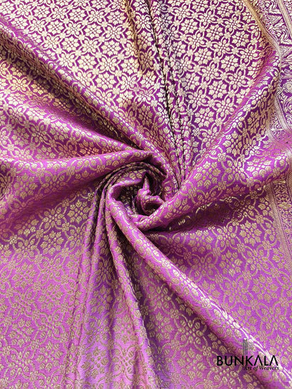 Ombre Shaded Purple Brocade Weaved Banarasi Mashru Silk Saree