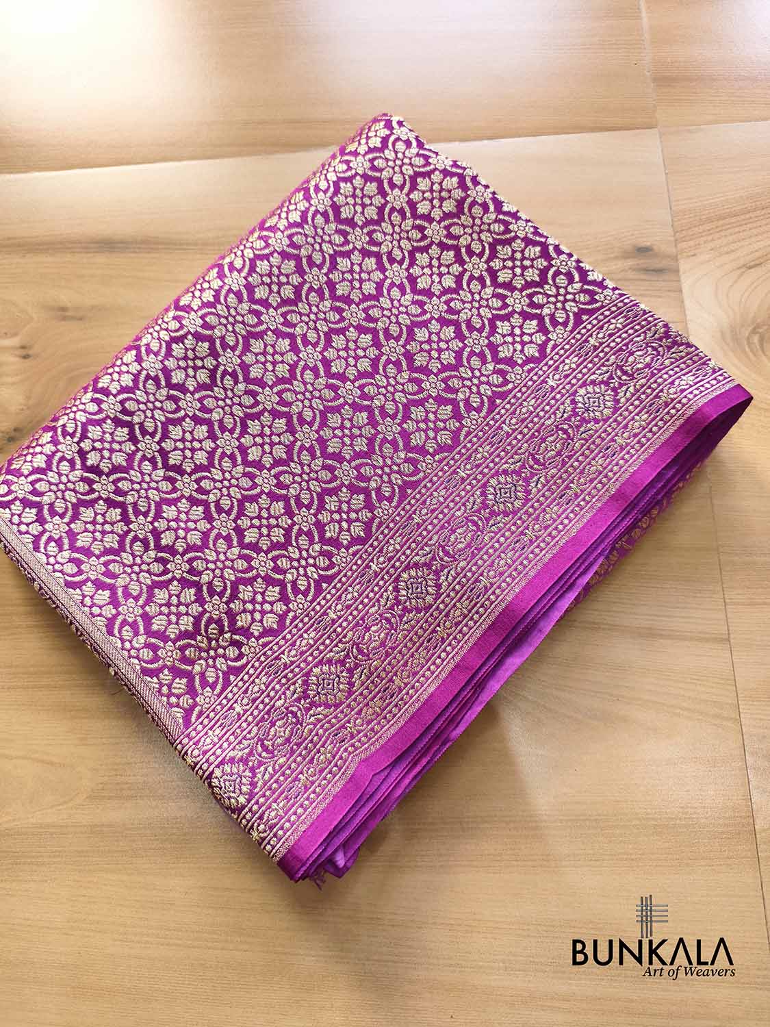 Ombre Shaded Purple Brocade Weaved Banarasi Mashru Silk Saree