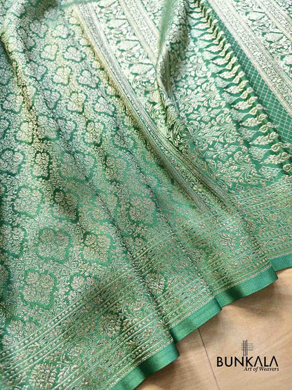 Sea Green Brocade Weaved Banarasi Mashru Silk Saree