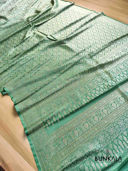 Sea Green Brocade Weaved Banarasi Mashru Silk Saree