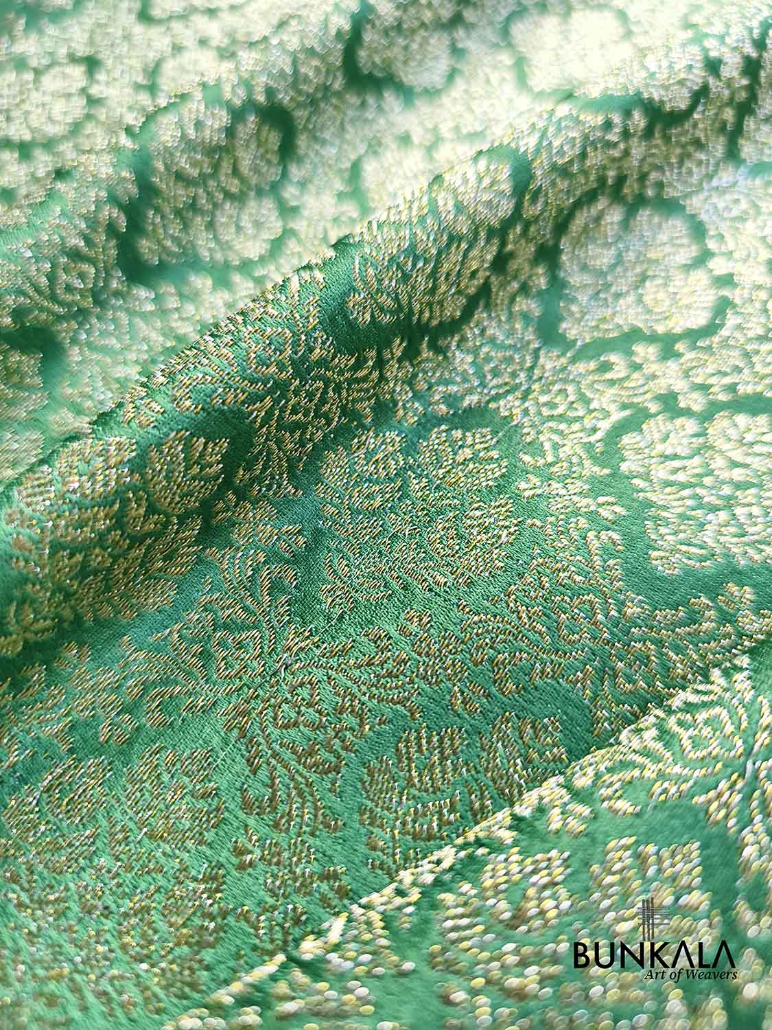 Sea Green Brocade Weaved Banarasi Mashru Silk Saree