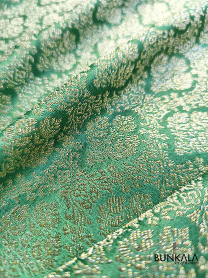 Sea Green Brocade Weaved Banarasi Mashru Silk Saree
