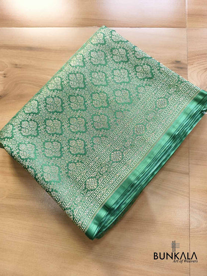 Sea Green Brocade Weaved Banarasi Mashru Silk Saree