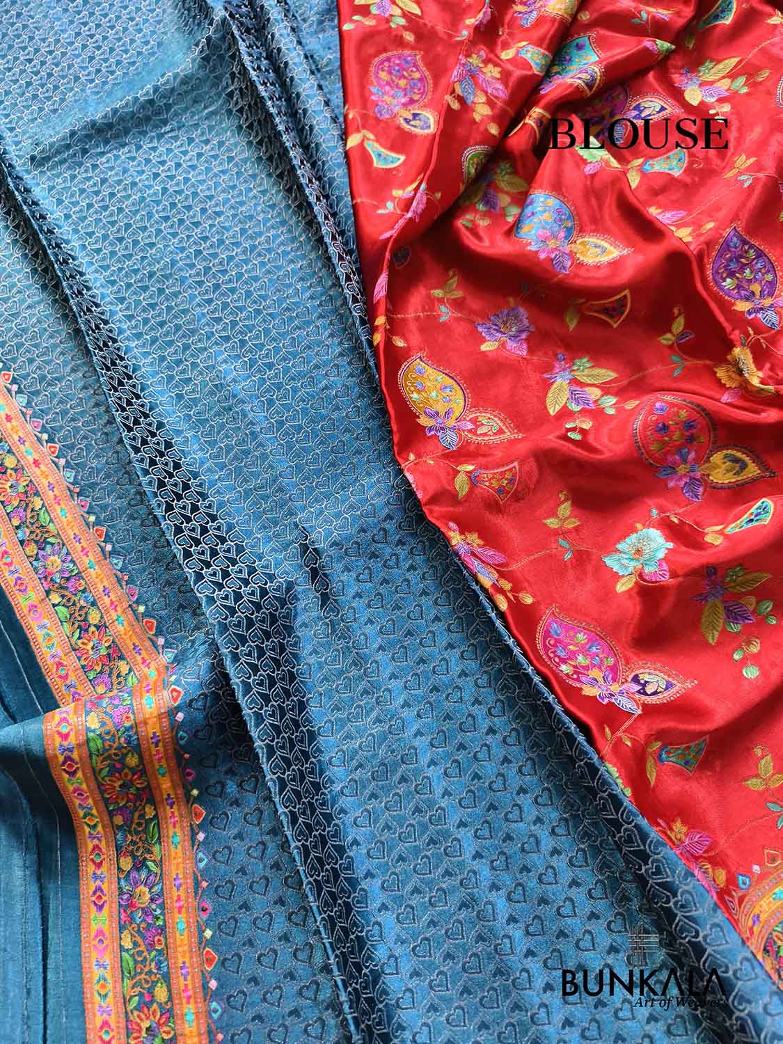 Maharani Red Banarasi Kani Work Pattern Multicolor Floral Jaal Mashru Silk Saree