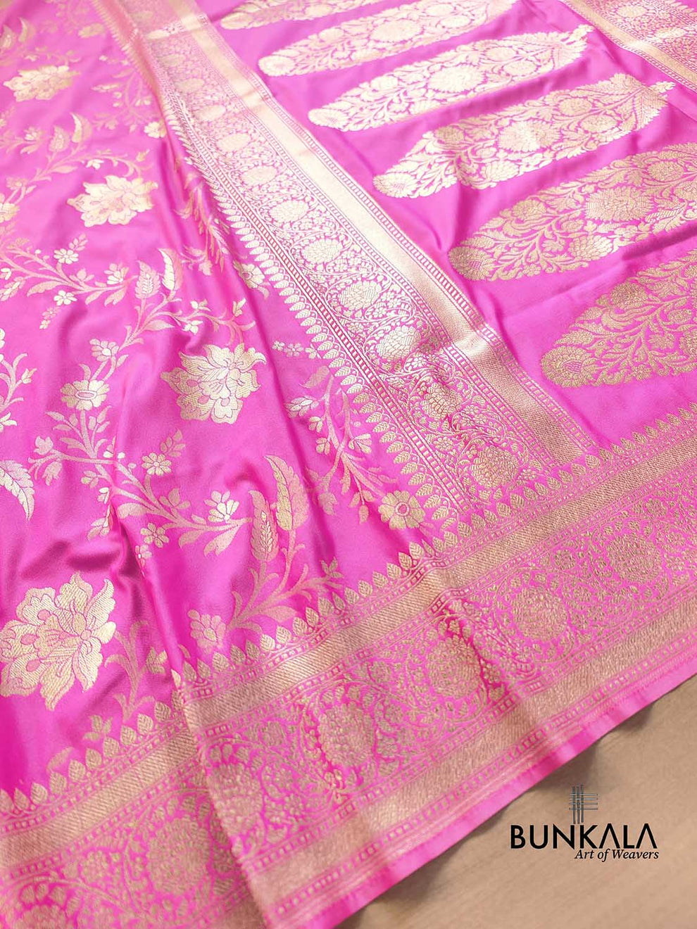 Pink - Banarasi Semi Silk Zari Jaal Dupatta with Tassels 83